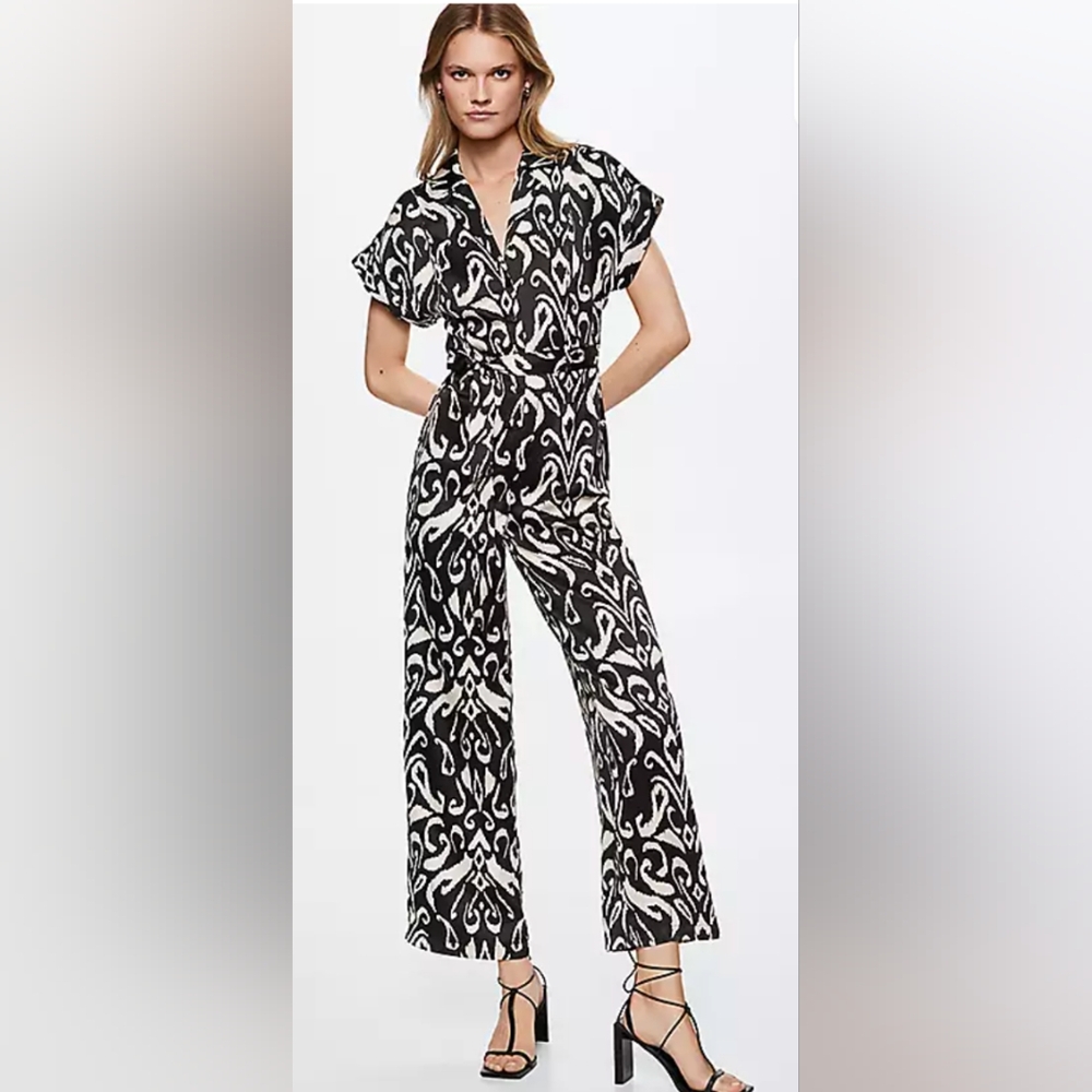 MNG Black And Beige Patterned Jumpsuit